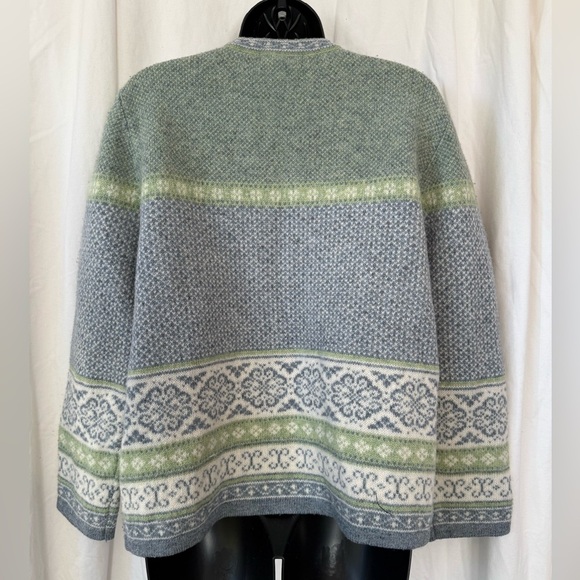 VTG Susan Bristol 100% Wool Alpine Women's Sz L Jacket Sweater Nickel Clips - Picture 2 of 4